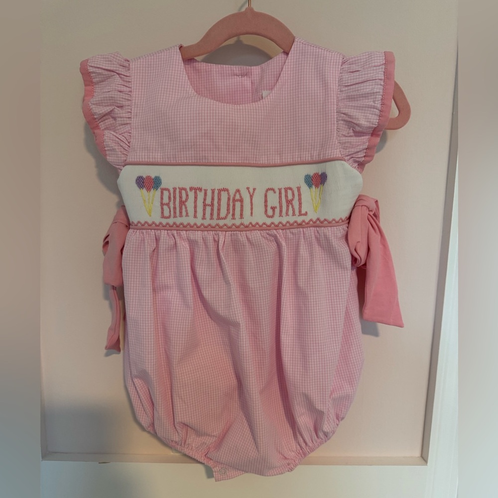 Smocked Birthday Girl Bubble 2T